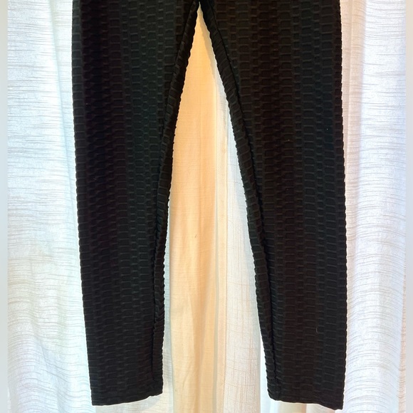 Stretchy Ribbed Butt Black Leggings High Waisted Ruched Booty Leggings Amazon - Picture 4 of 9